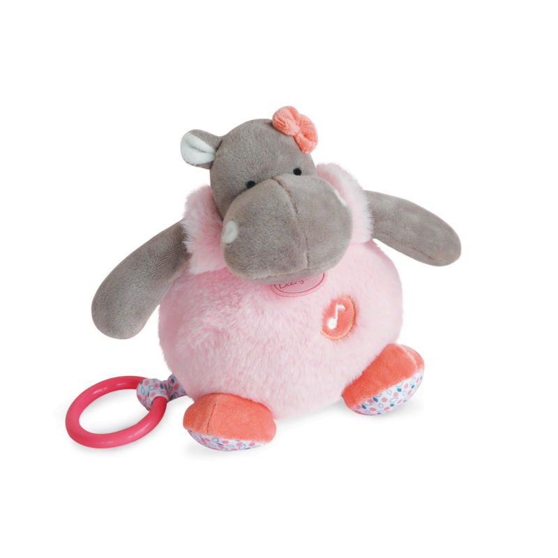  - zoé lhippo boîte à musique blanc rose 20 cm 